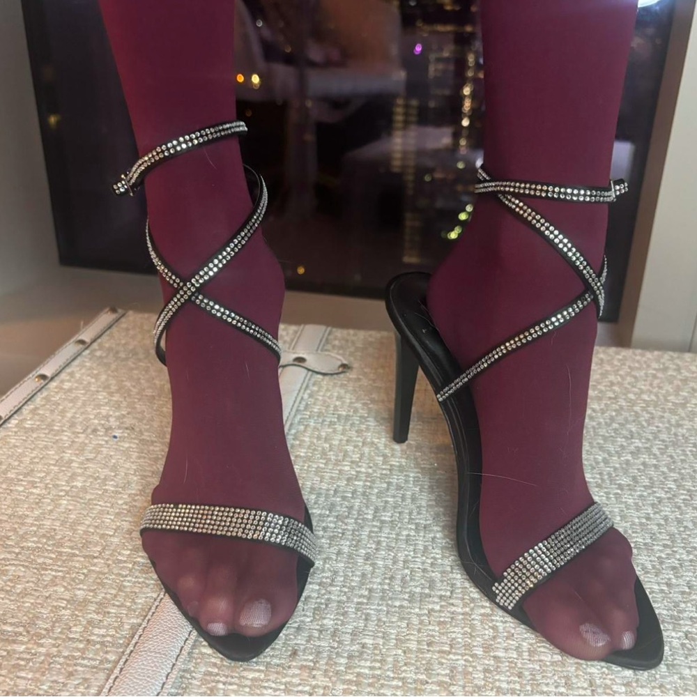 Marc Fisher 3 inch wrap tie rhinestone heels size 7.5 worn once